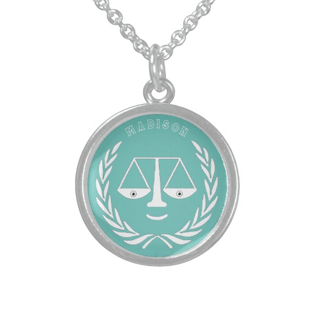 Lawyer Law School Sterling Silver Necklace (Front)