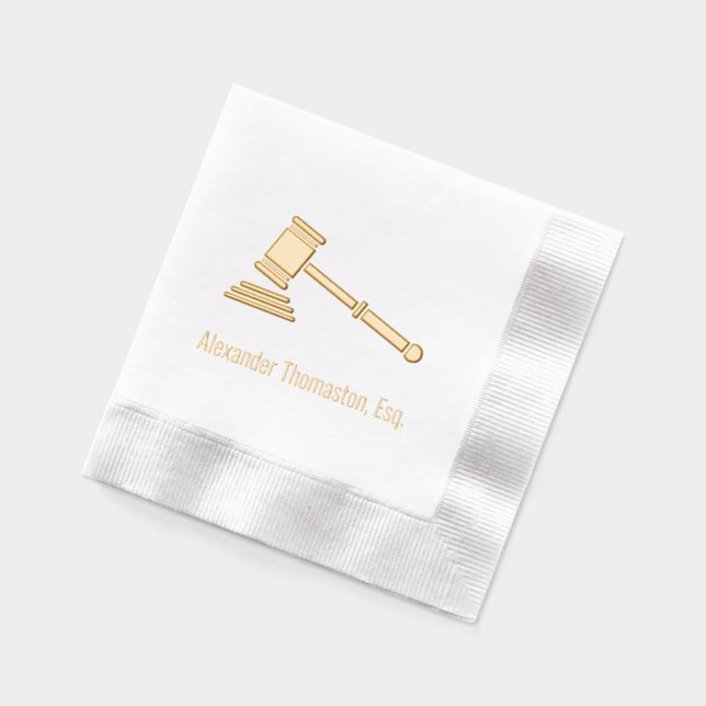 Lawyer Legal Judge Gavel Law Professional Name Foil Napkins (Left)