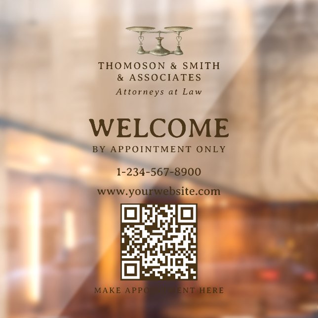 Lawyer Legal Professional Appointment Only QR Code Window Cling (Sheet 2)