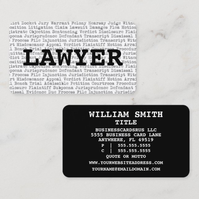 Lawyer Legal Words Business Card (Front/Back)
