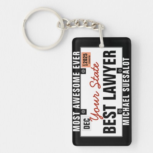 Lawyer License Plate Funny Keychain