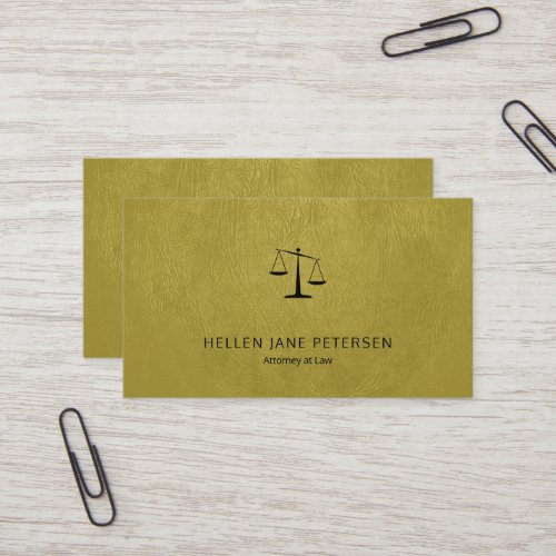 Lawyer luxury black scale golden leather look business card