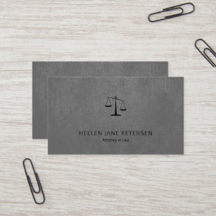 Lawyer luxury black scale light grey leather look business card