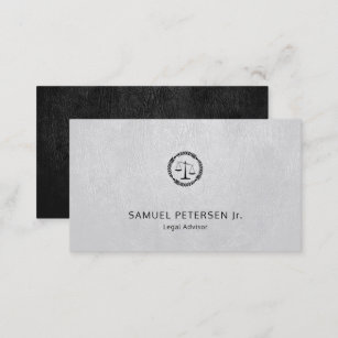 Lawyer luxury black scale white leather look business card