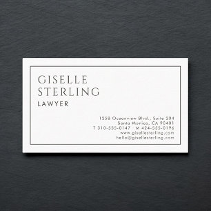 Lawyer Luxury Minimalist Black White Business Card