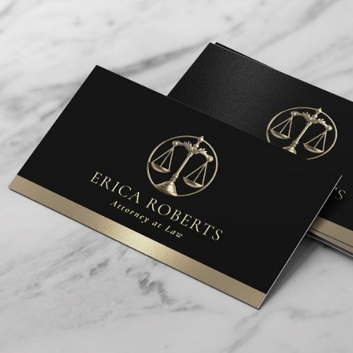 Lawyer Modern Gold Justice Scale Attorney at Law Business Card