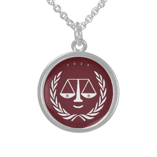 Lawyer Monogrammed Gift Sterling Silver Necklace (Front)
