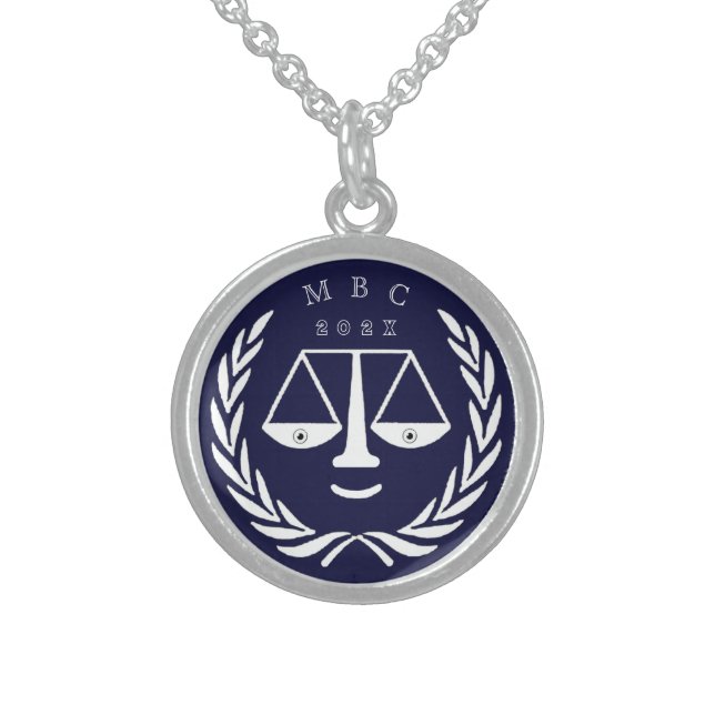 Lawyer Monogrammed Gift Sterling Silver Necklace (Front)