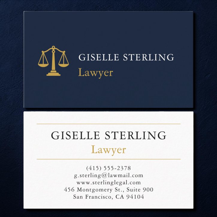 Lawyer Navy Blue Gold Business Card