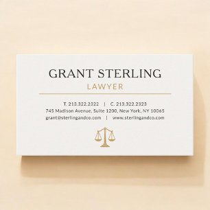 Lawyer Neutral Beige Gold Business Card