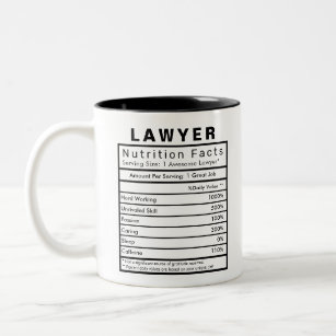 Lawyer Nutrition Facts Statistics Funny Two-Tone Coffee Mug