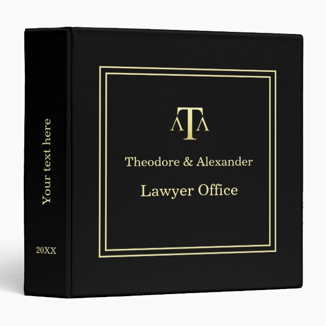 Lawyer office black and gold 3 ring binder (Front/Spine)