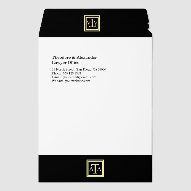 Lawyer Office Black Modern Envelope Mailers (Front)