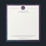 Lawyer office elegant professional personalized notepad<br><div class="desc">Luxury attorney at law office simple elegant notepad template with a faux gold scales of justice and laurels logo and custom script on an off white background with a dark purple faux leather looking (PRINTED) frame. Personalize it with your information! Suitable for legal, notary, lawyer, attorney, advocate, legal advisers, any...</div>