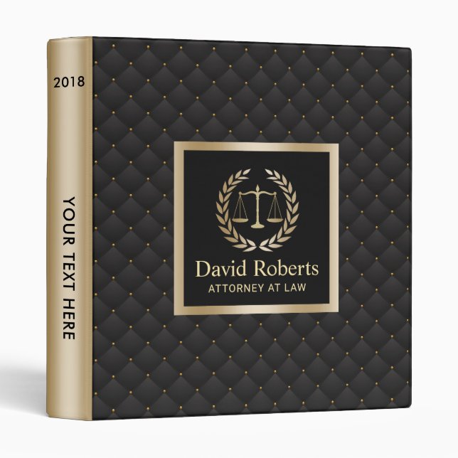 Lawyer Office Luxury Black & Gold 3 Ring Binder (Front/Spine)