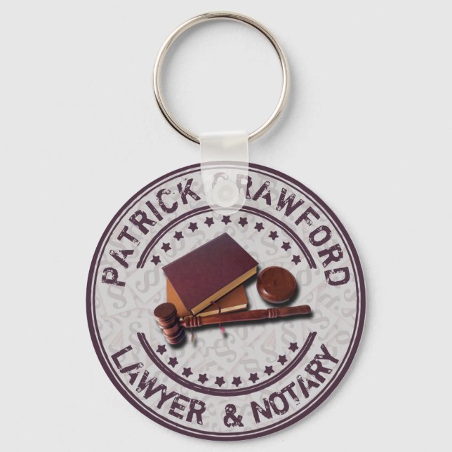 Lawyer Or Notary Office With Judge Hammer And Name Keychain (Front)
