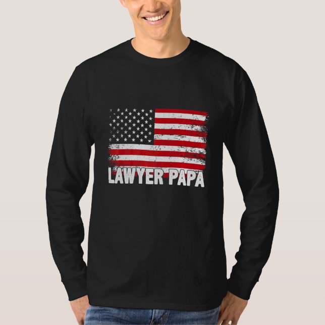 Lawyer Papa American Flag Father's Day T-Shirt (Front)