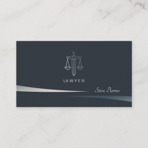 Lawyer Partner Business Card Dark Blue and Silver