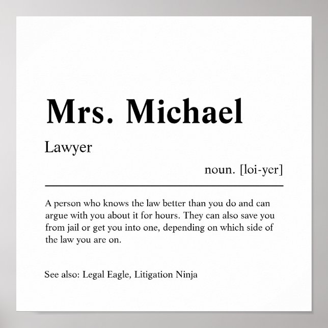 Lawyer Personalized Gift Poster (Front)
