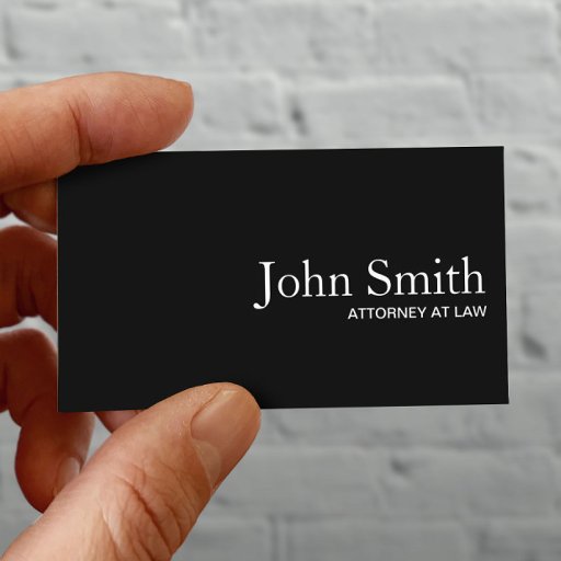 Customizable Plain Black QR Code Attorney Business Card