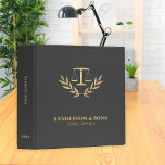 Lawyer professional scales of justice attorney 3 ring binder<br><div class="desc">Upscale elegant lawyer attorney at law custom binder featuring classic faux gold justice scale and laurel wreath over a dark gray grey background.                Easy to personalize on front,  spine,  and backside!              Suitable for legal services consultants,  lawyer office,  attorneys at law,  solicitors,  legal advisors,  judge,  and other legal professionals.</div>