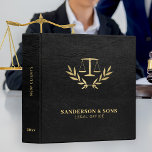 Lawyer professional scales of justice attorney 3 ring binder<br><div class="desc">Upscale elegant lawyer attorney at law custom binder featuring classic faux gold justice scale and laurel wreath over a black faux leather (PRINTED) background.                Easy to personalize on front,  spine,  and backside!              Suitable for legal services consultants,  lawyer office,  attorneys at law,  solicitors,  legal advisors,  judge,  and other legal professionals.</div>
