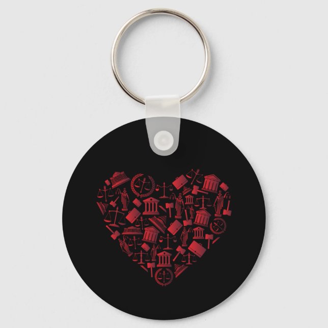 Lawyer Red Heart - Love Law Grunge Art Keychain (Front)