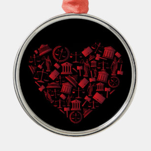 Lawyer Red Heart - Love Law Grunge Art Metal Ornament