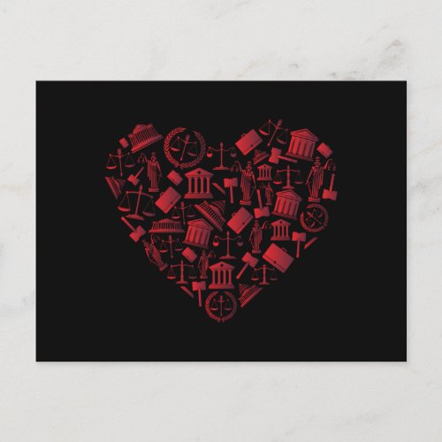 Lawyer Red Heart _ Love Law Grunge Art Postcard