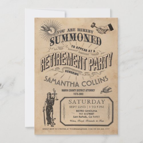 Lawyer Retirement Invitation _ Party Vintage Retro