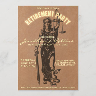 Lawyer Retirement Party Invitation | Lady Justice