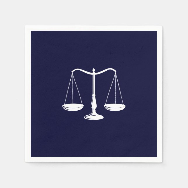 Lawyer Scale of Justice Elegant Navy Blue  Napkins (Front)