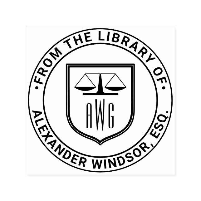 Lawyer Scales Justice #3NS Law Shield Library Book Self-inking Stamp (Design)