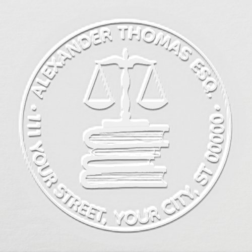 Lawyer Scales of Justice 2 Law Books Name Address Embosser
