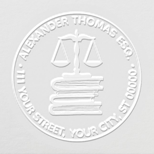 Lawyer Scales of Justice #2 Law Books Name Address Embosser (Design)