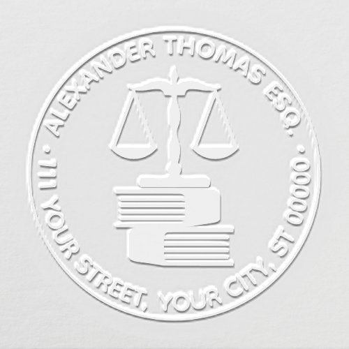Lawyer Scales of Justice 2 Law Books Name Address Embosser