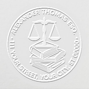 Lawyer Scales of Justice #2 Law Books Name Address Embosser