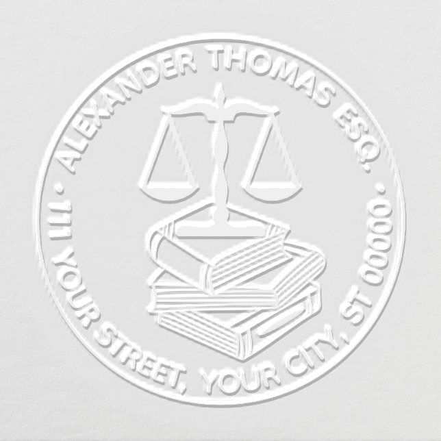 Lawyer Scales of Justice #2 Law Books Name Address Embosser (Design)