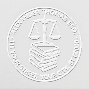 Lawyer Scales of Justice #2 Law Books Name Address Embosser