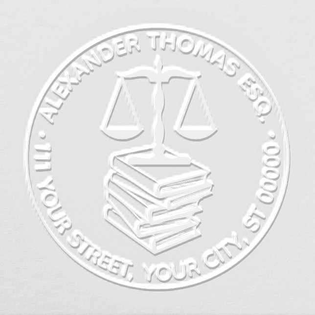 Lawyer Scales of Justice #2 Law Books Name Address Embosser (Design)
