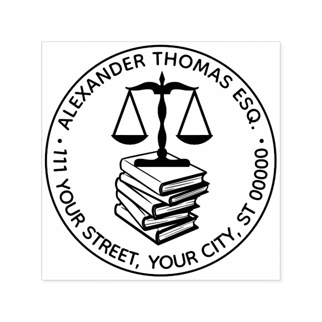 Lawyer Scales of Justice #2 Law Books Name Address Self-inking Stamp (Design)