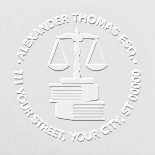 Lawyer Scales of Justice 2B Law Books Name Address Embosser