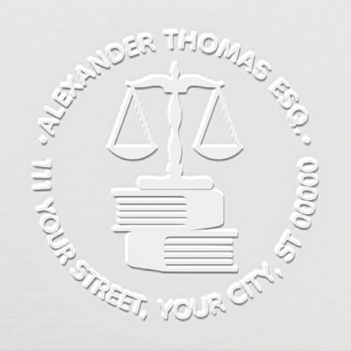 Lawyer Scales of Justice 2B Law Books Name Address Embosser