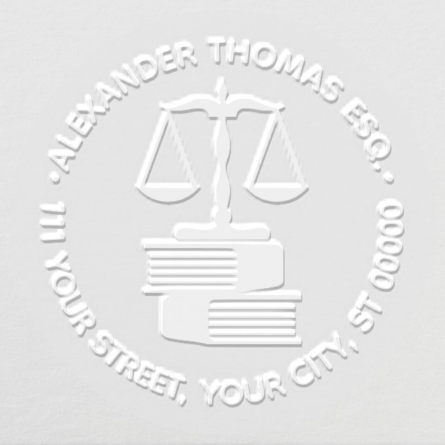 Lawyer Scales of Justice 2B Law Books Name Address Embosser (Design)