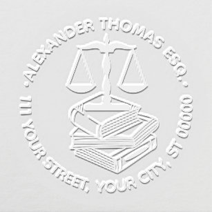 Lawyer Scales of Justice 2C Law Books Name Address Embosser