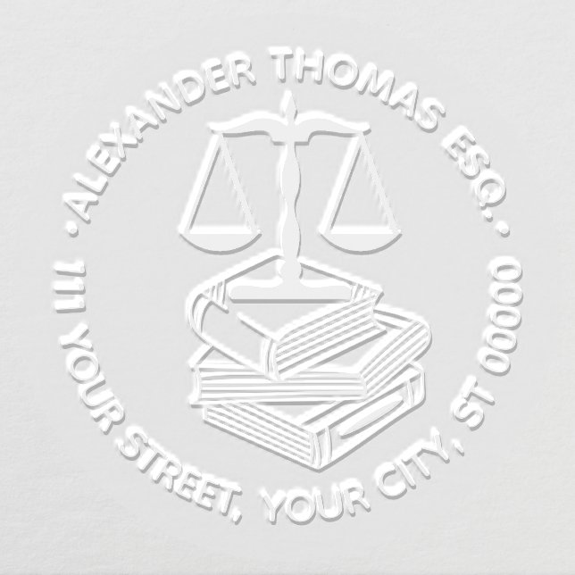 Lawyer Scales of Justice 2C Law Books Name Address Embosser (Design)