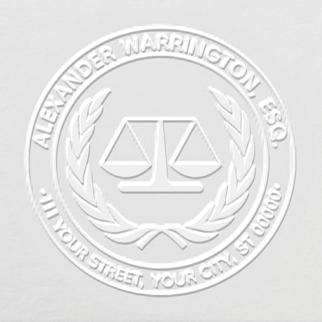 Lawyer Scales of Justice 4S Law Legal Name Address Embosser (Design)