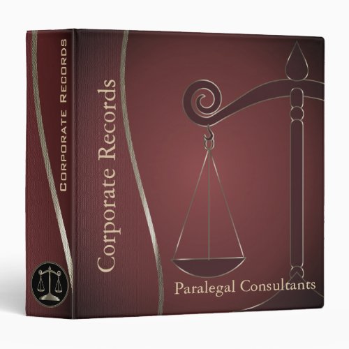Lawyer  Scales of Justice  Attorney _ Maroon 3 Ring Binder