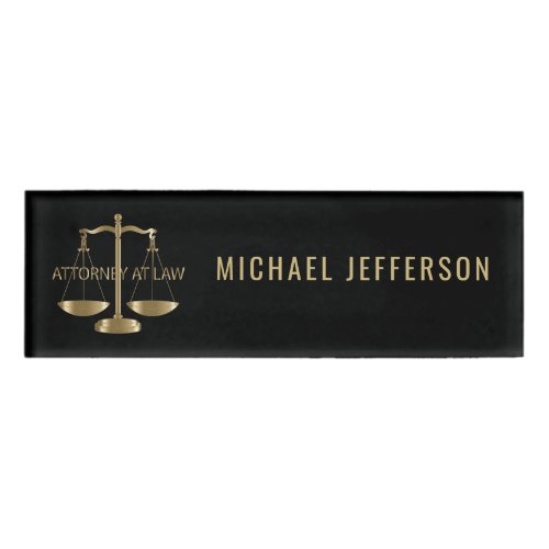 Lawyer _ Scales of Justice  _ Black and Gold Name Tag