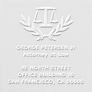 Lawyer scales of justice custom return address embosser